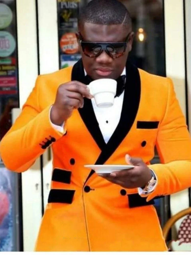 Formal Groom Tuxedos 2024 Double Breasted Man Business Suits Slim Fit Peaked Lapel Blazer Male Prom Suit Sets (Jacket+Pants)