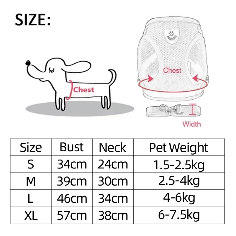 Pet Cat Carrier Leash For Walking Anti-Escape Adjustable Mesh Vest Dog Accessories for Puppies Small And Medium-sized Dogs