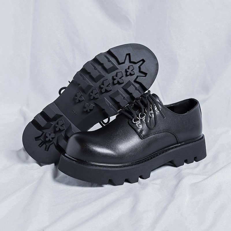 Martin Boot Mens Shoes New British Trendy Shoes Low Top Ankle Boots Spring and Autumn Hairstylist Big Head Leather Shoes Fashion Boots 240927