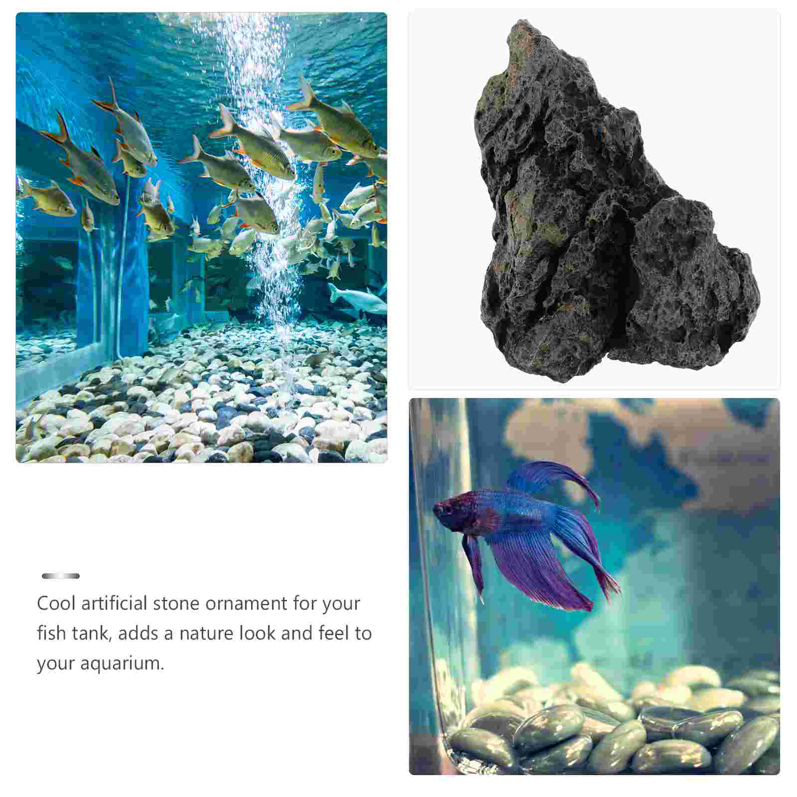 Aquarium Stone Ornaments Fish Tank Decor Realistic Terrarium Plants Resin Landscaping The Rock Glass View