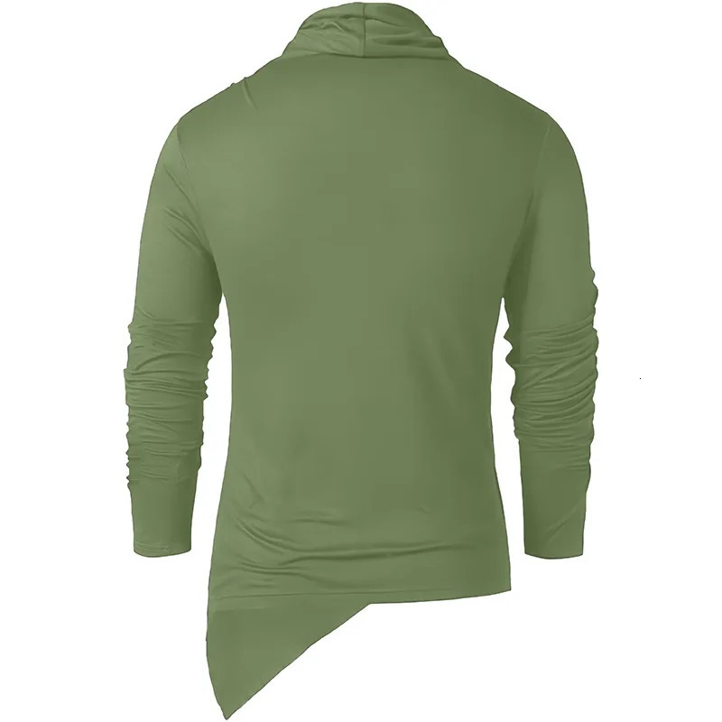 Men s Draped Collar TShirt Long Sleeve Cowl Neck Loose Tops Ruched Asymmetric Hem Pullover Lightweight Jumper 241011