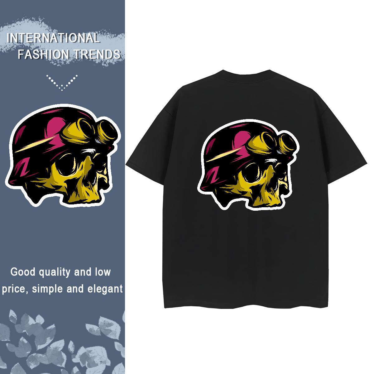 Casual New Woman T Shirts 230g Cotton Crew Neck Sports Casual skull Woman Tshirt Free Shipping Custom Cartoon Tees Shirts