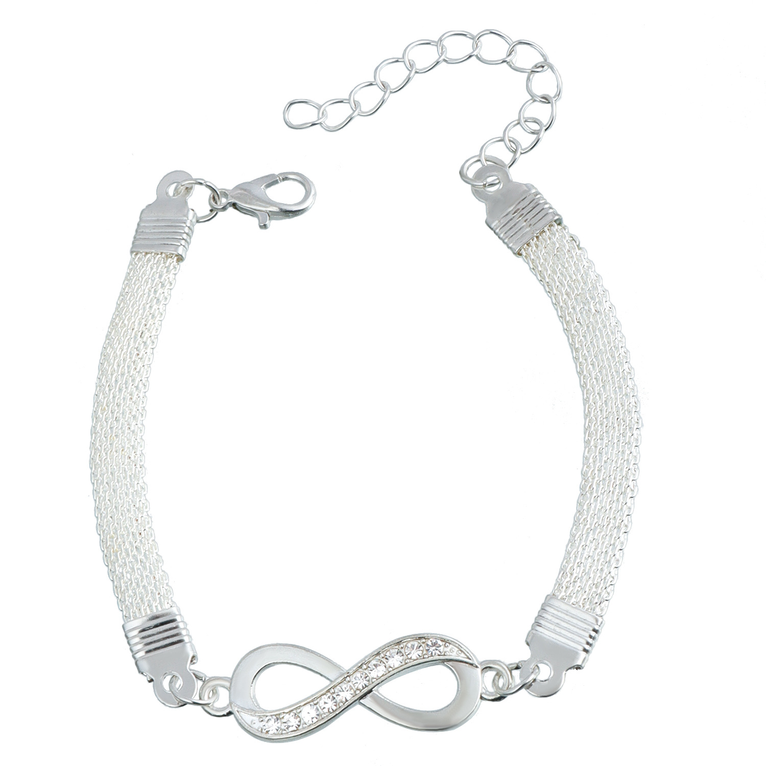 Vintage Simple Lucky '8' Bracelet for Women Creative Design Crystal Silver Plated Women's Bracelet Stainless Steel 2025 Jewelry Party B