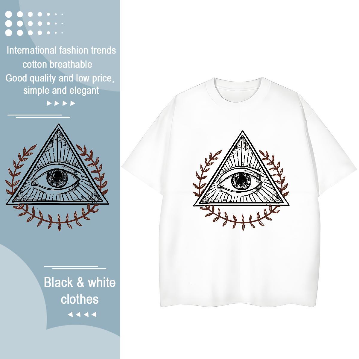 Fashion Casual T-Shirts for Women 230g 100% Cotton Round Neck Short Sleeve Home Outdoor eye of the devil Women Tees Loose Customized Print Top Tees