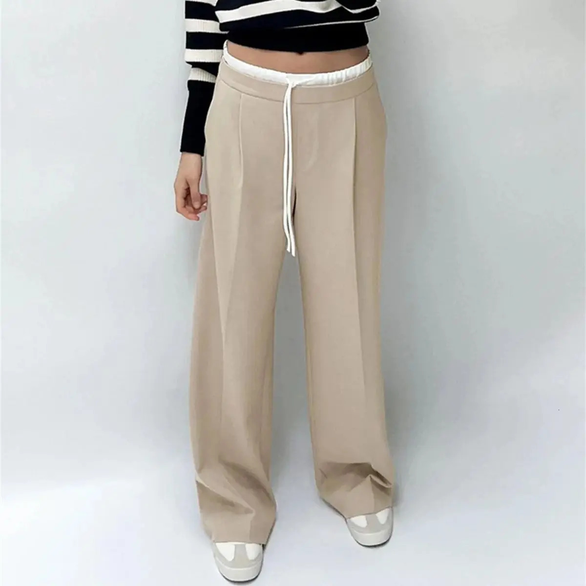 Fashion Straight Women Pants 2024 Autumn Winter Product Trousers Elegant Pant Wide Leg High Waist Britches 241007