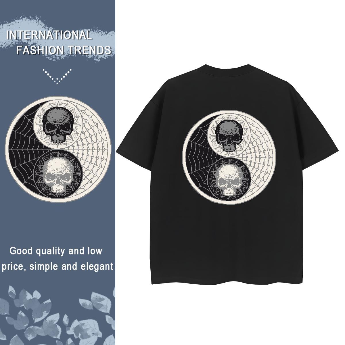 Factory Direct Womens T Shirts 230g Pure Cotton Breathable Soft Spring Summer skull Lady T shirt Loose fit Cartoon Floral Printing Clothings