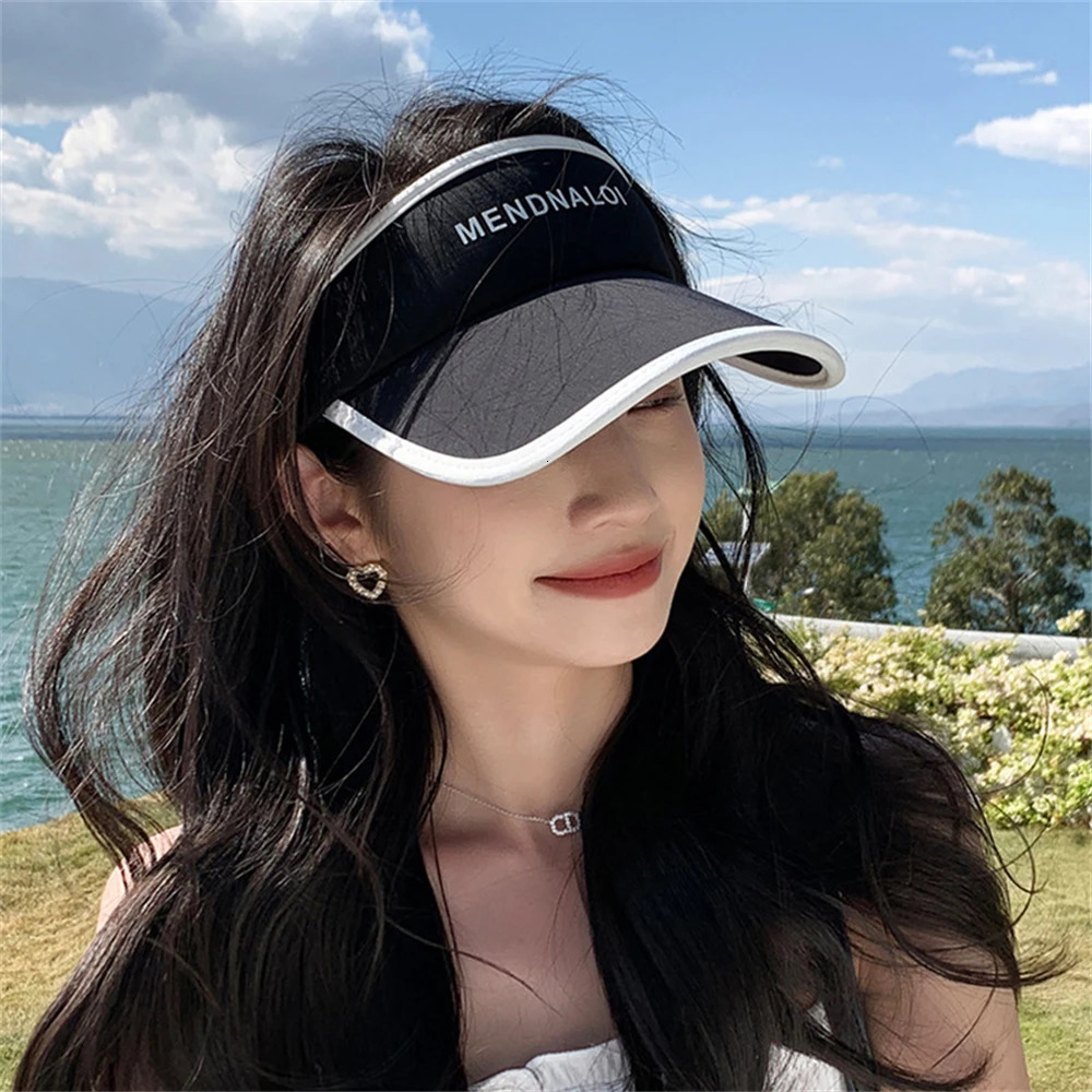 Ice silk sun hat suitable for women foldable and adjustable anti UV wide Brim fashionable empty top bicycle beach 241009