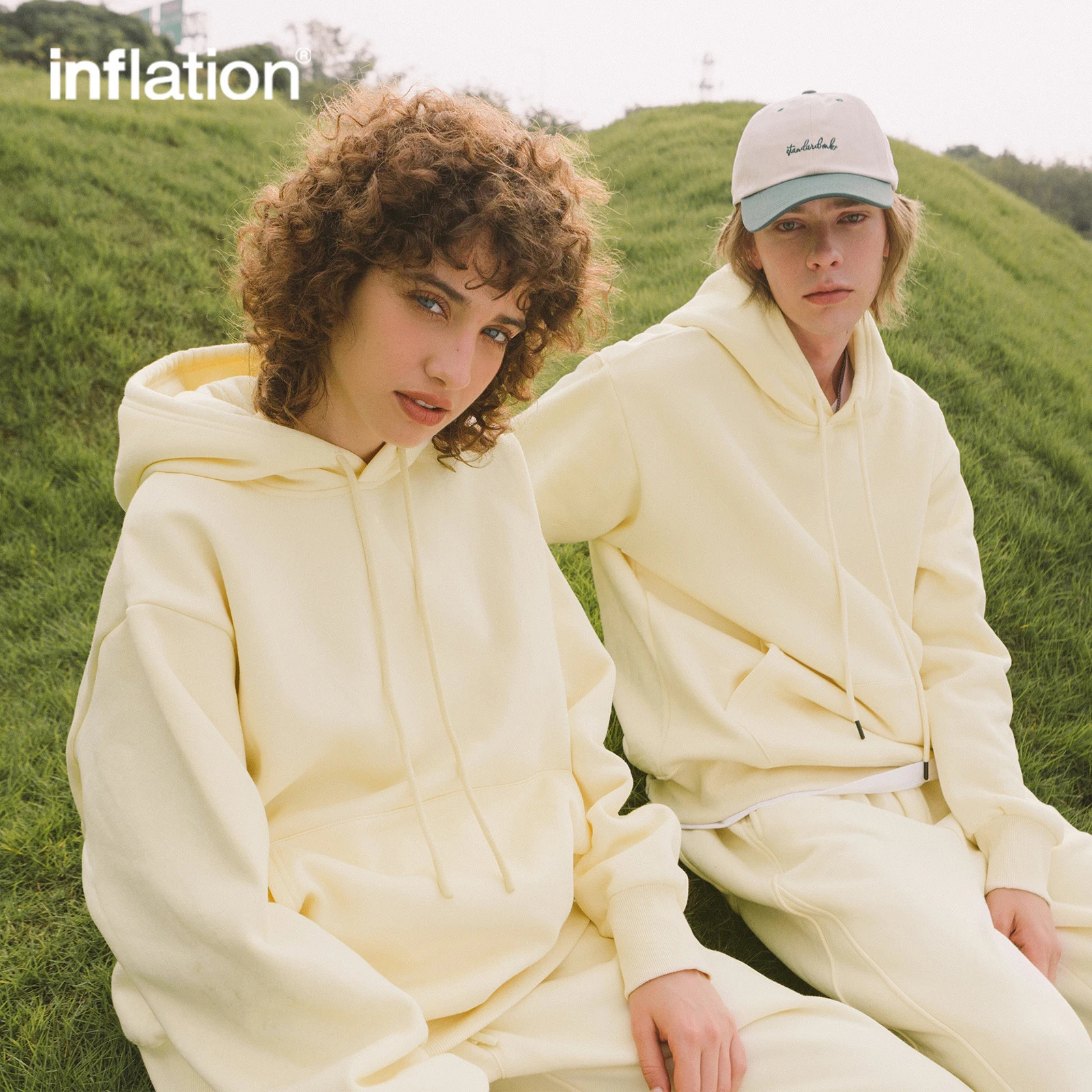 INFLATION Mens Tracksuit Suit Winter Warm Velvet Tracksuit Mens Casual Solid Sweatpant Set Unisex Jogging Suit 241011