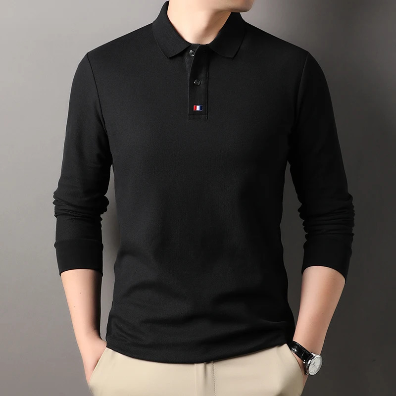 High end mens polo shirt long sleeved fashion embroidered craft top 100 cotton 2024 Spring and Autumn Tshirt 241011