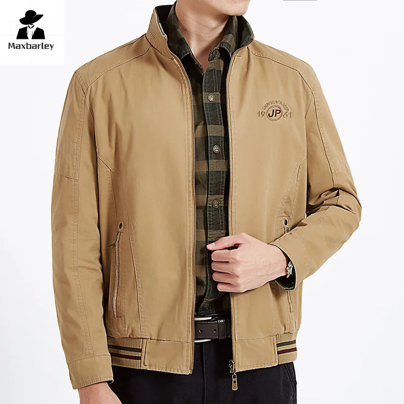 Mens jacket fashion retro pure cotton doublesided 2wear autumn casual business comfortable windproof 241011