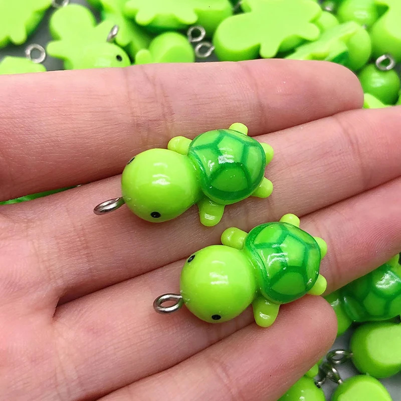 10pcs Cute Small Tortoise Resin Earring Charms Lovely Animal Bracelet Keychain Hair Rope Pendant Accessory DIY For Jewelry Make 241010