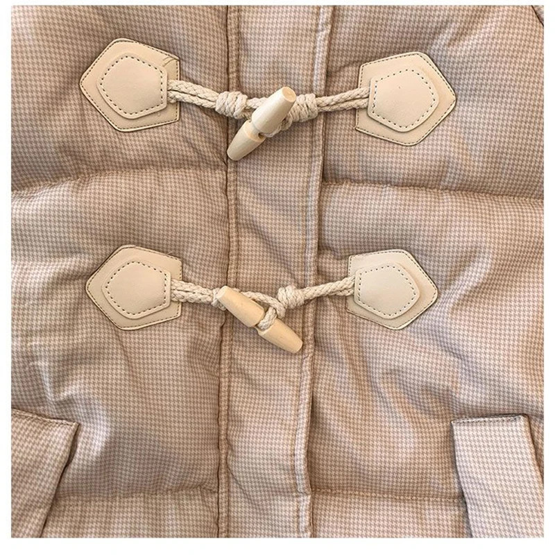 Winter Cotton Fleece Wool Padded Parka Horn Button College Girl Student Puffer Jacket Short Loose and Thick Bread Coat 240930