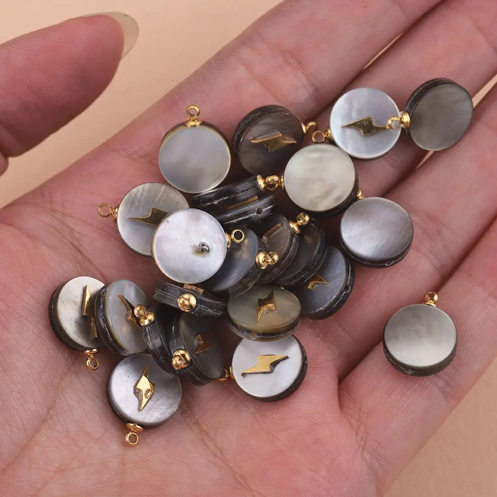 5pcs Natural Shell Charm For Jewelry Making Supplies Necklace Bracelet Pendants Stone Round DIY Earring Accessories 241010