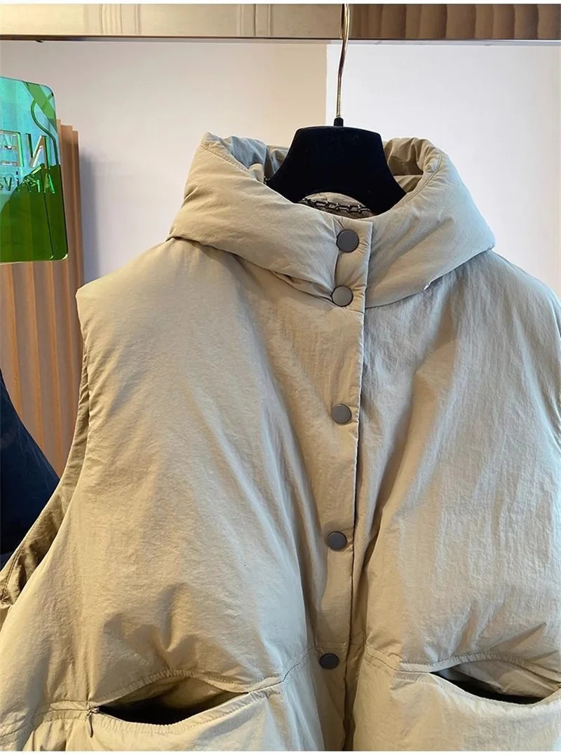 2024 Korean Vest Puffer Jacket Women Winter Warm Waistcoats Ladies Stand Collar Fashion Down Coat Female Loose Oversize Outw 241008