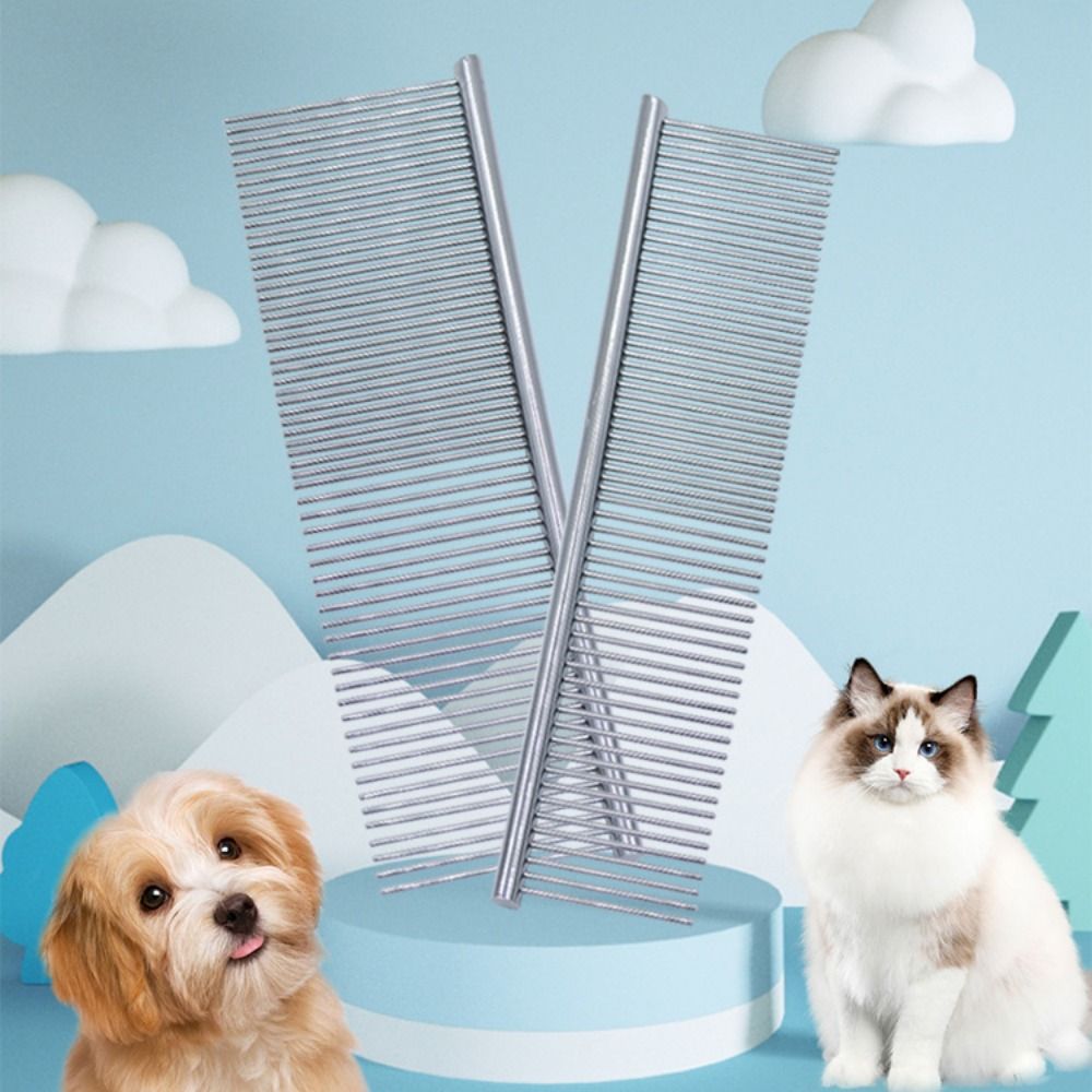Professional Pet Dematting Comb Non-rust Sparse/Dense Pet Flea Comb Stainless Steel Dogs Cleaning Brush Comb for Grooming