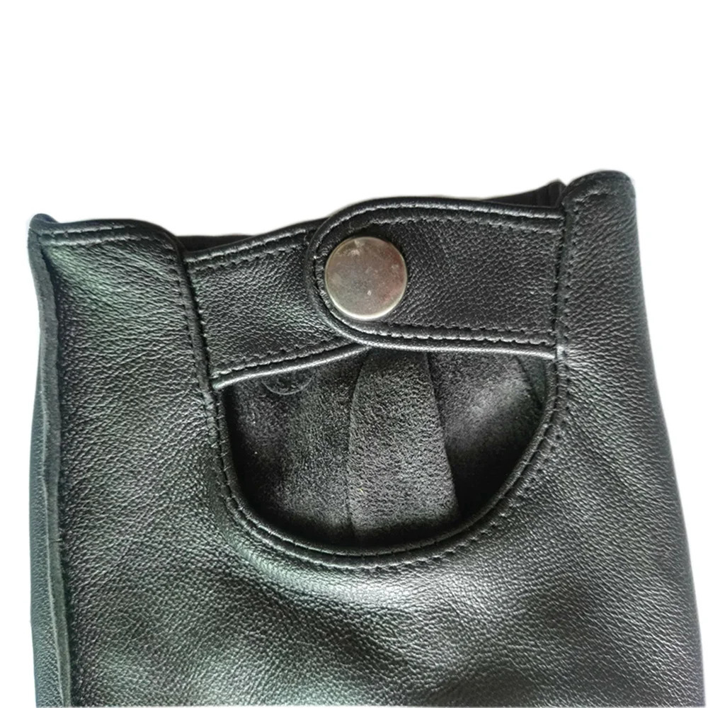 High quality black mens genuine leather gloves with anti slip Luvas half finger sheepskin no for motorcycles 241009