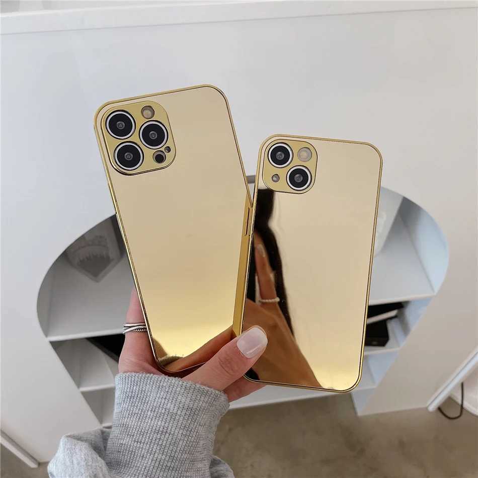 New Arrival Deluxe gold and silver plated mirror ordinary phone case suitable for iPhone 16 15 13 11 Pro XS Max Plus back cover Coques Z241012