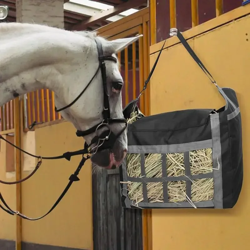 Hay Bags for Goats Hangable Feeding Bags for Horse Feed Large Capacity Tote Hay Bale Storage Slow Feed Hay Net Pet Supplies