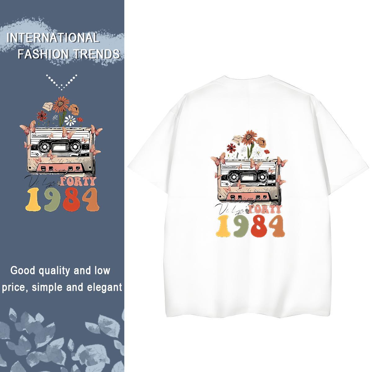 2024 DIY T Shirts Women 230g 100% Cotton O-Neck Short Sleeve Spring Summer radio Unisex Tshirts Loose fit Skull Clothings