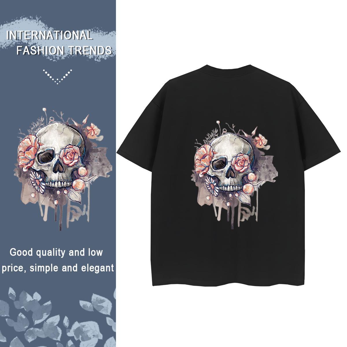 New Woman T Shirts 230g 100% Cotton Breathable Casual Beach skull Womens Tshirts High quality Graphic Polos