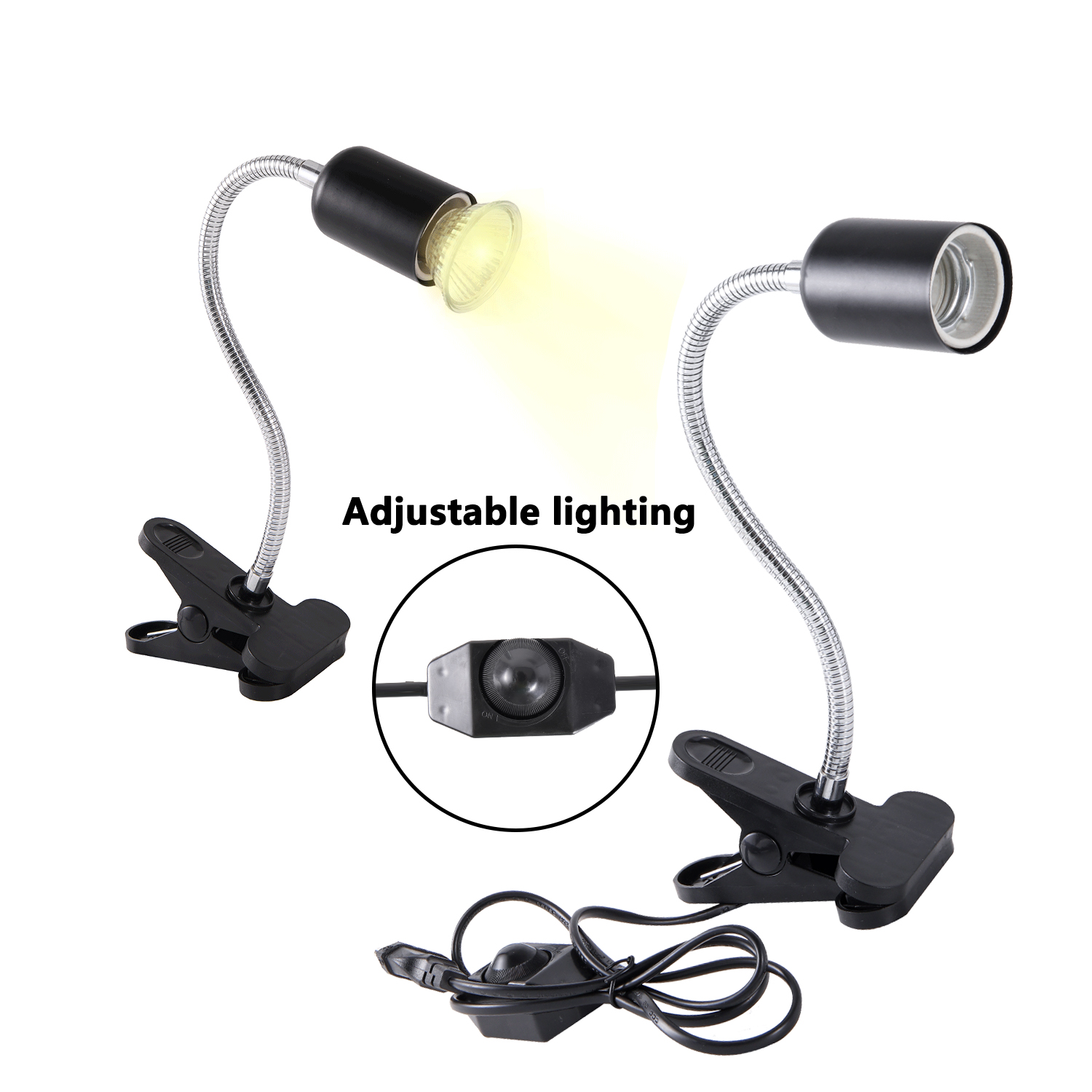 E27 360° Revolving Light Stand EU Lamp Holder Adjustable Brightness LED UVA Heat Lamp Clip For Reptile Pet Turtle Back Light