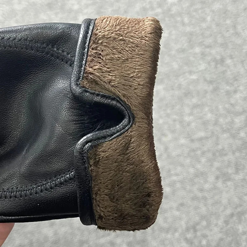 Womens genuine leather gloves real mink fur fluffy sheepskin 241009
