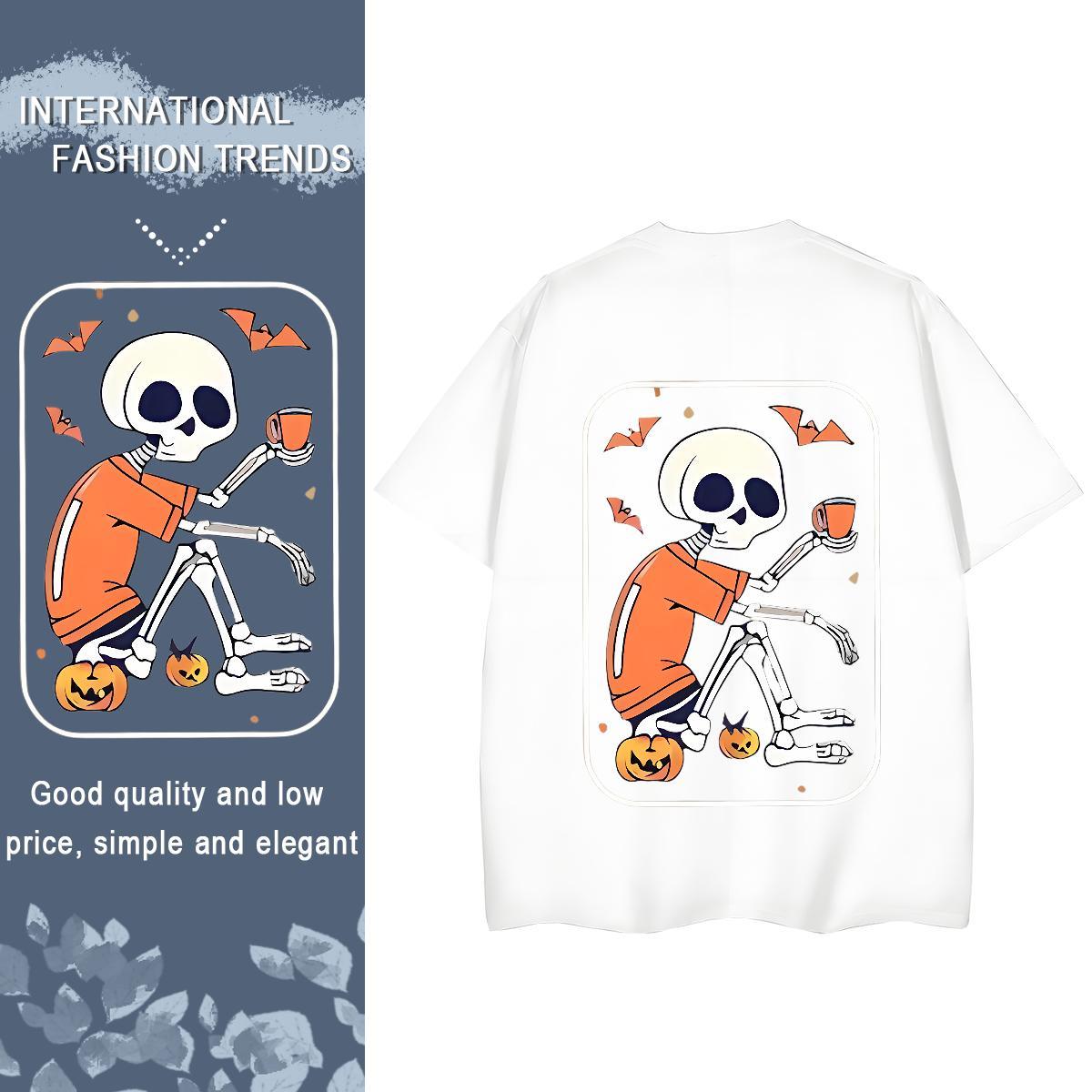 2024 Women T Shirts 230g Pure Cotton Breathable Short Sleeve Daily Wear pumpkin Women Tshirts Brand Anime Tees Shirts
