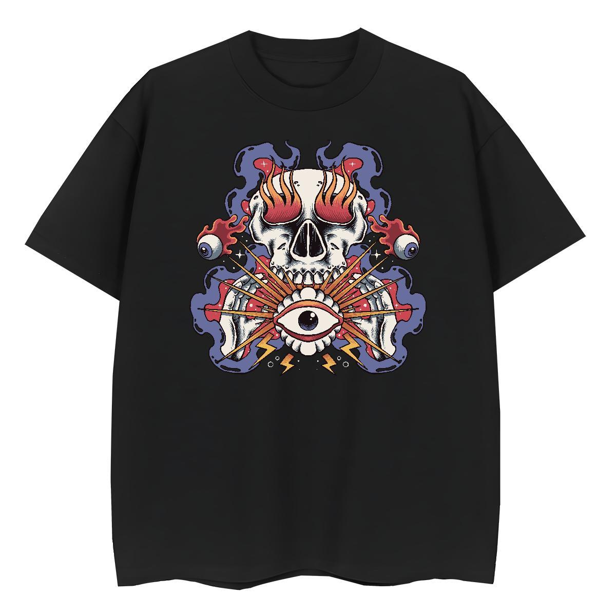Stylist Womens T Shirts 230g 100% Cotton Crew Neck Breathable High Street Hip Hop skull Women Tees Designer Nice Cartoon Anime Tops