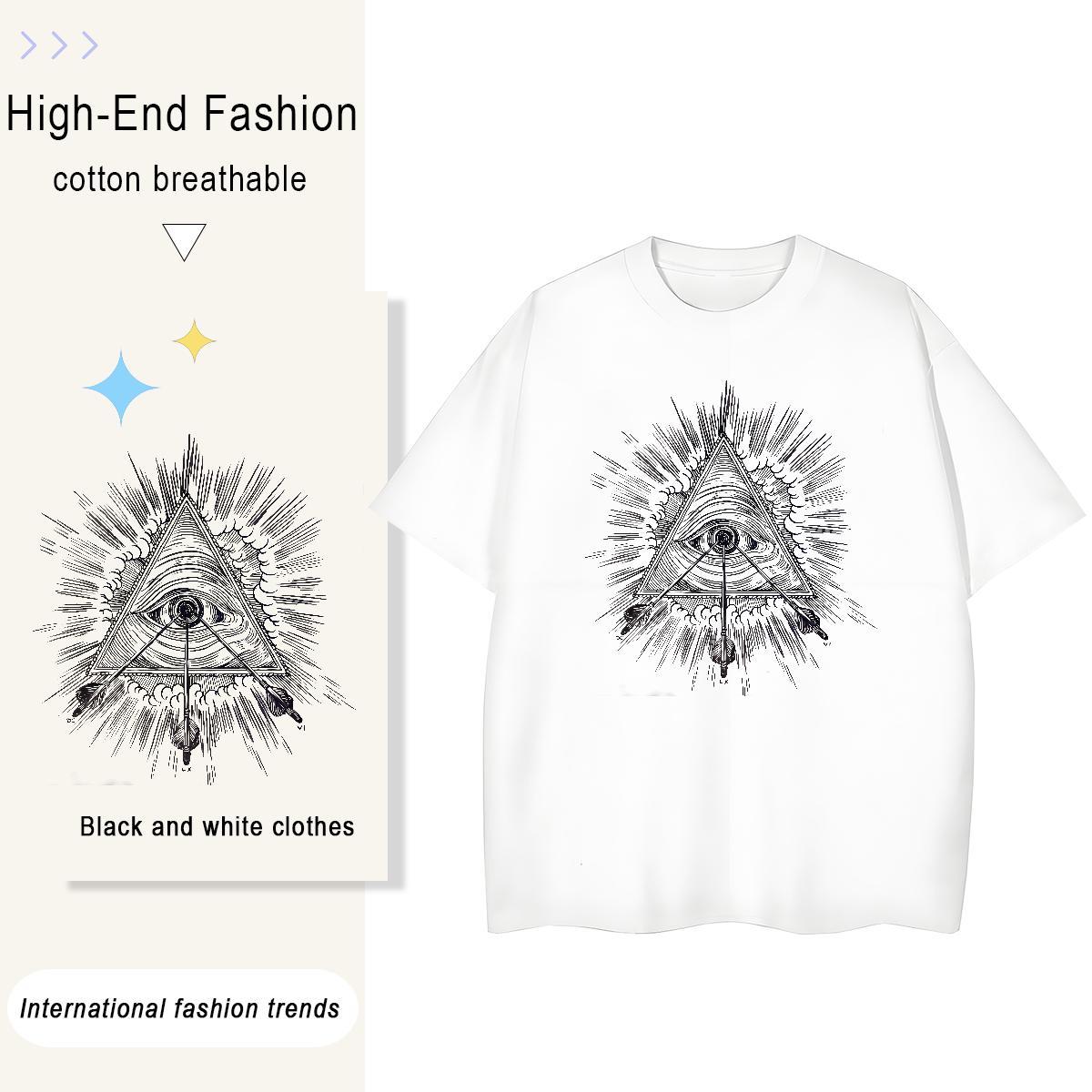 2024 T Shirts Women 230g Cotton Breathable Crew Neck Sports Street Wear eye of the devil Women Tshirts High quality Anime Tops