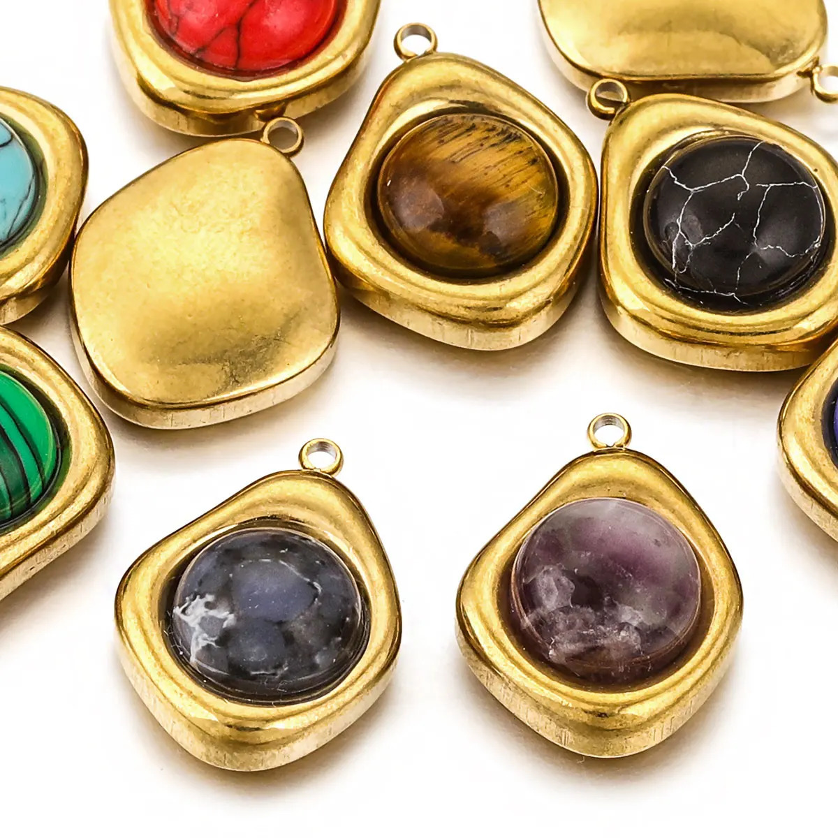 4PcsLot Stainless Steel Goldplated Small Charm Irregular Shape Stone DIY Necklace Earrings Jewelry Craft Accessories Wholesale 241010