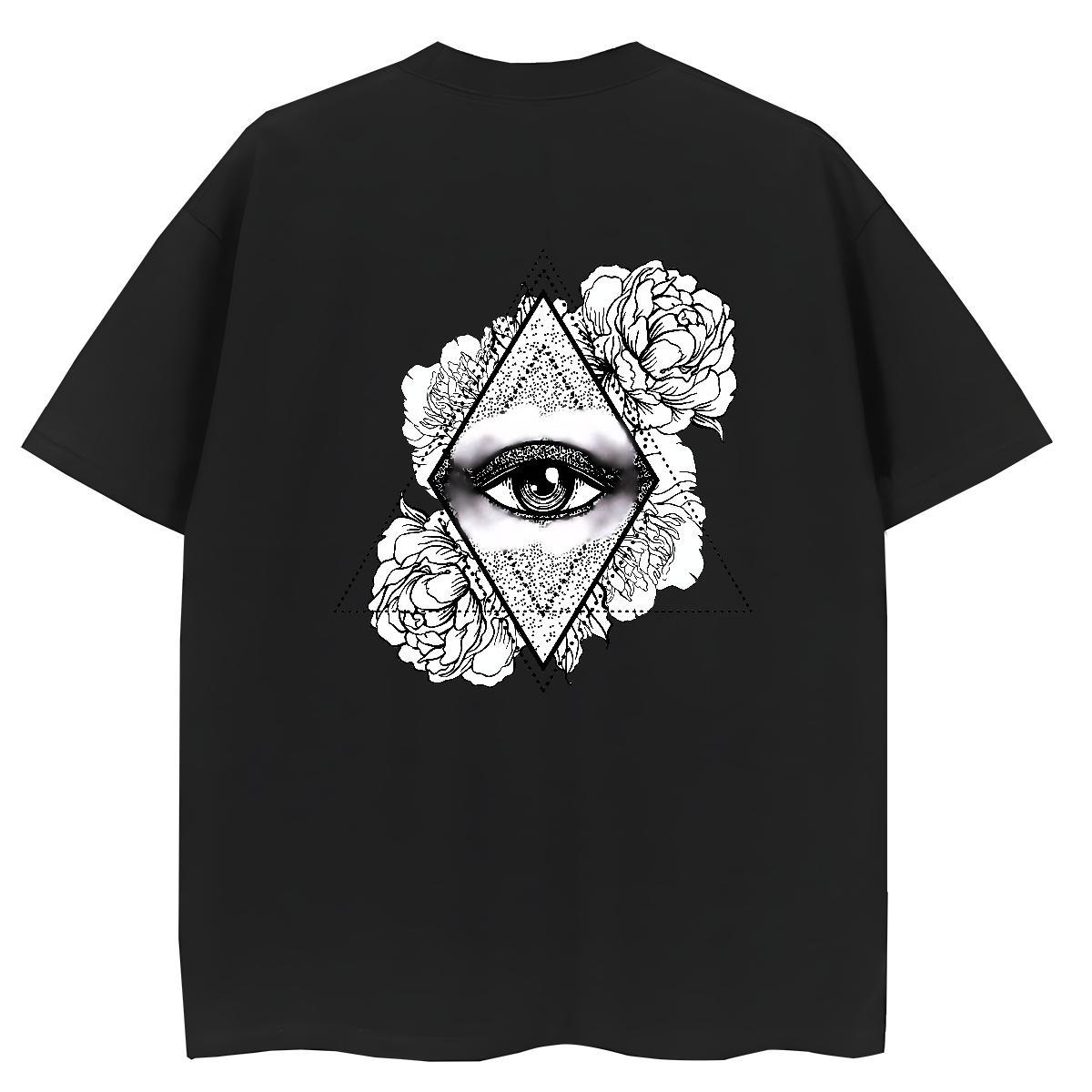 Fashion Casual T shirt 230g Cotton O Neck Short Sleeves Street Casual eye of the devil Woman Tshirt Brand White Plus Size Clothings