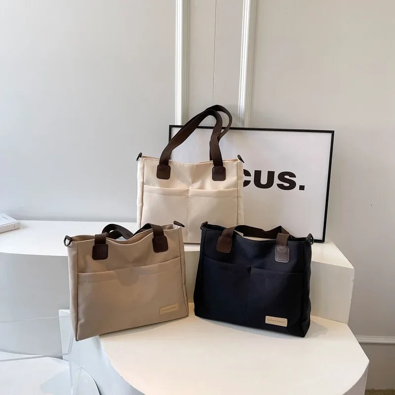 Large capacity trend Korean version womens shoulder bag handbag cross body large canvas student grade backpack travel bag 241008