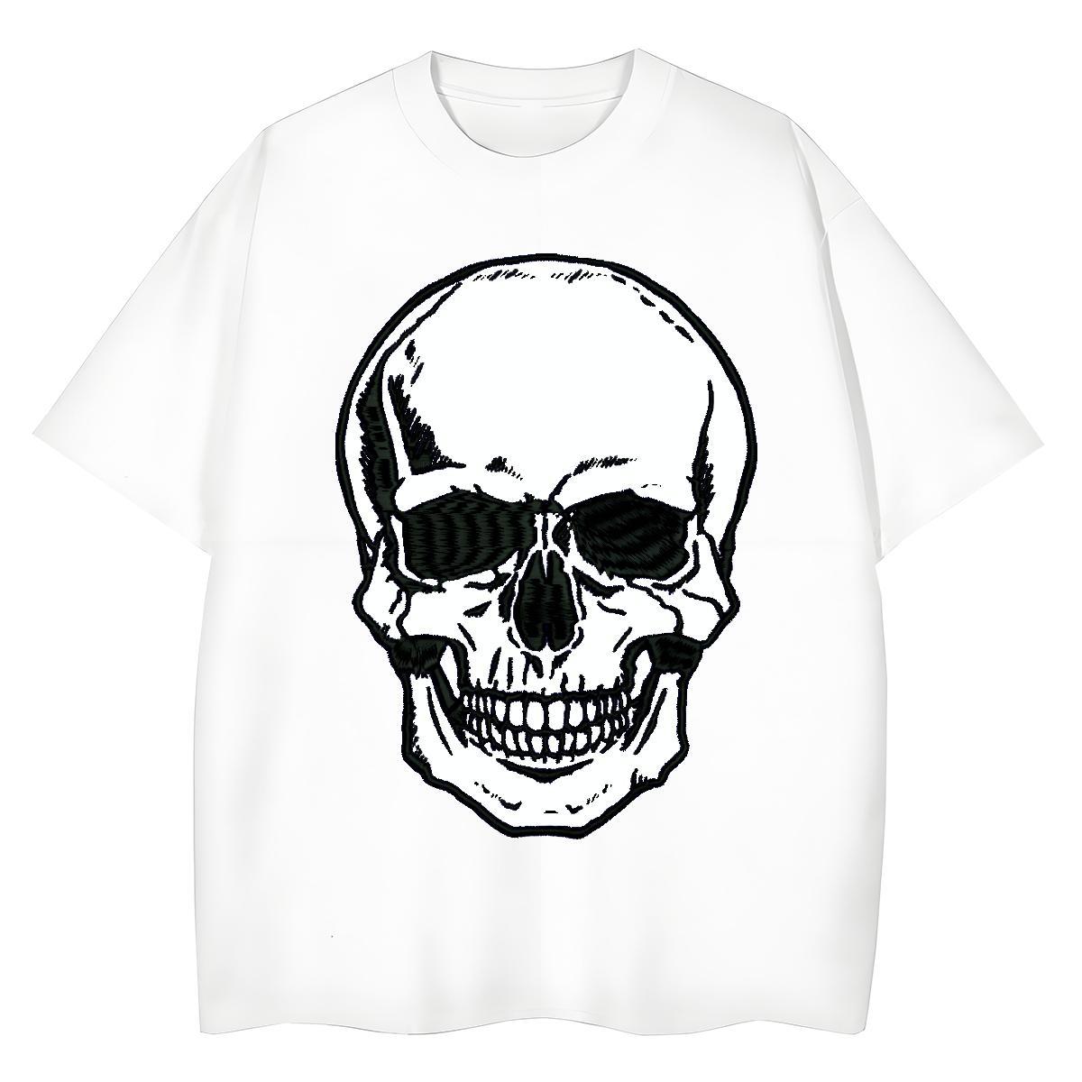Classic T-Shirts 100% Cotton 230g Crew Neck Street skull Woman Tshirt Designer Nice Black Oversized Wear