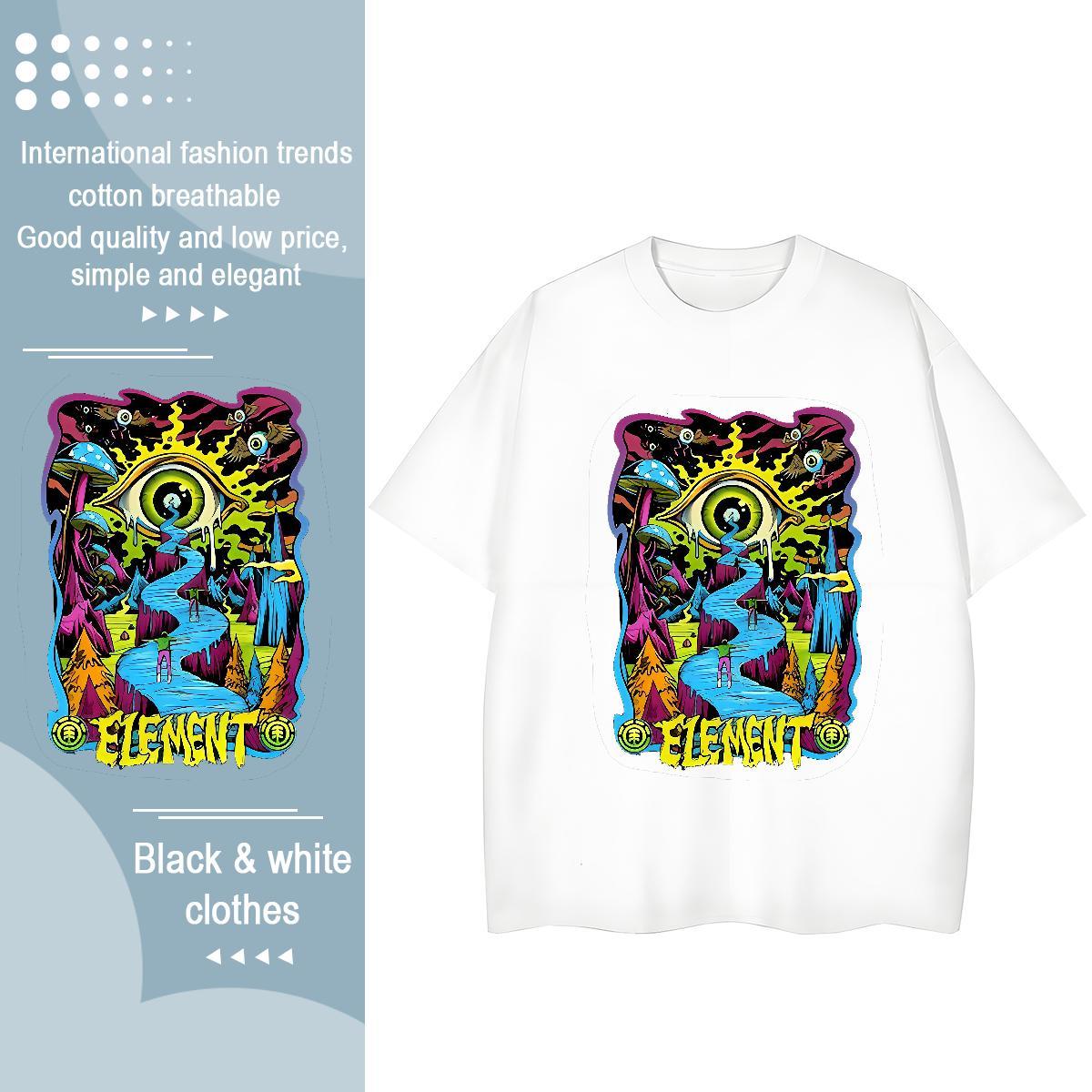 Custom T Shirt For Woman 100% Cotton 230g Round Neck Short Sleeve Street Casual eyes Couples T Shirts Wholesale Custom Cartoon Tees