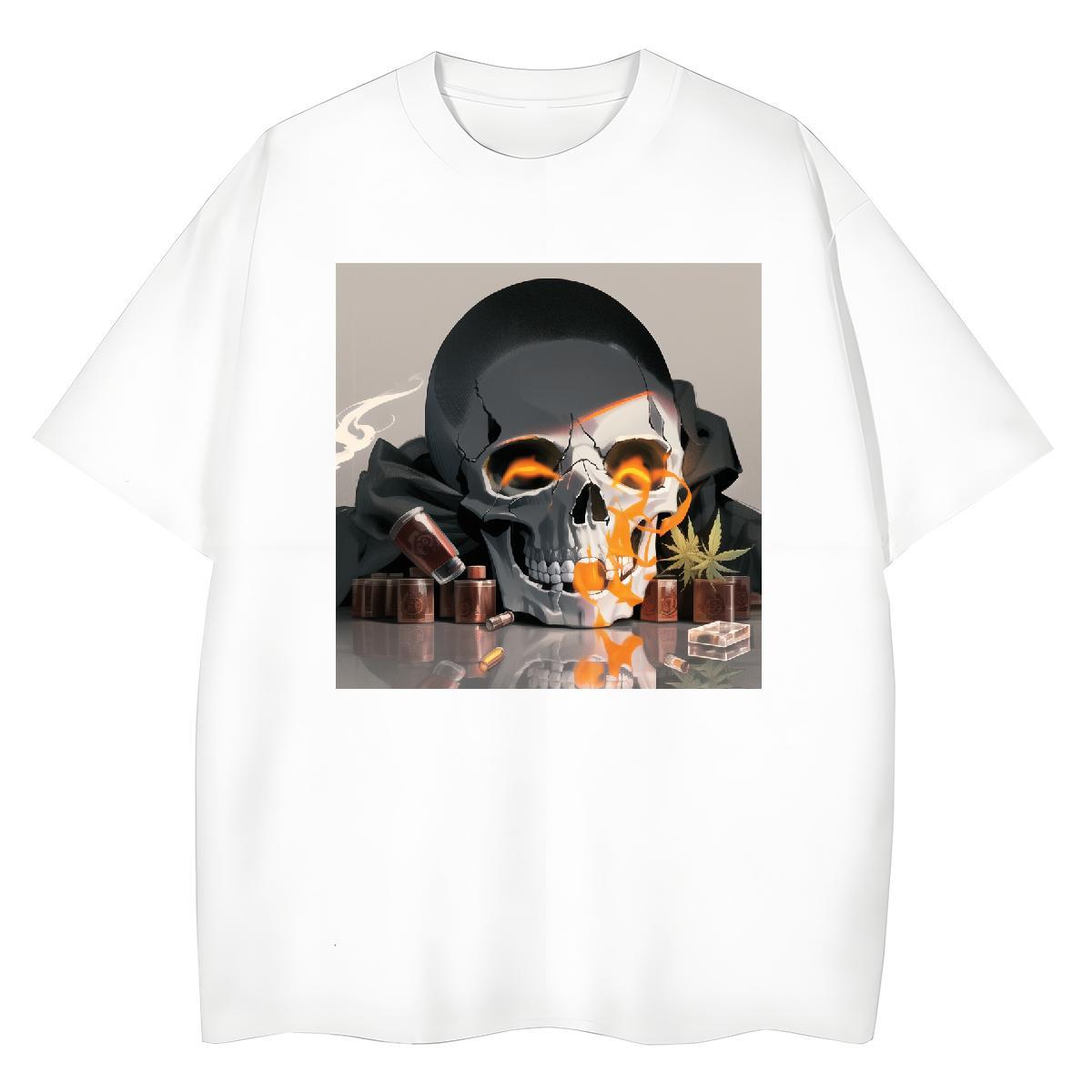 2024 DIY T Shirt For Woman 230g 100% Cotton Crew Neck Breathable Casual Beach skull Lady T shirt Designer Nice Cartoon Anime Wear