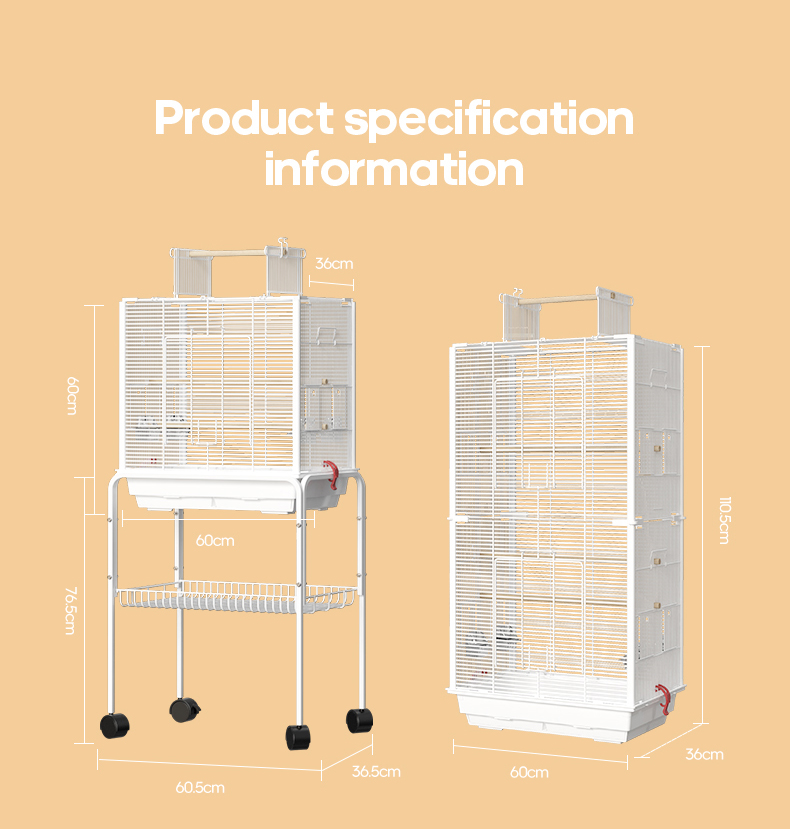 New Design Chinese Galvanized Wire Bird Breeder Cage Love Bird Parrot Cage with 3 Wooden Pole