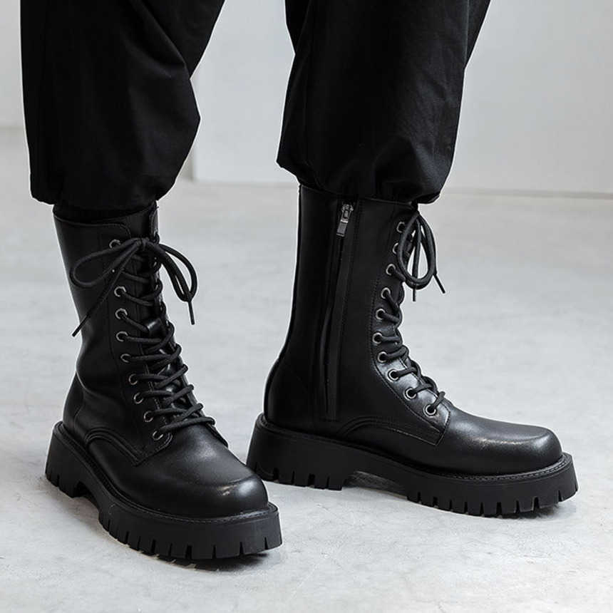 Martin Boot British Style Black Ankle Boots Mens Trendy Side Zipper Workwear Motorcycle Boots Korean Version Mid Top Boots Fashion Boots 240927