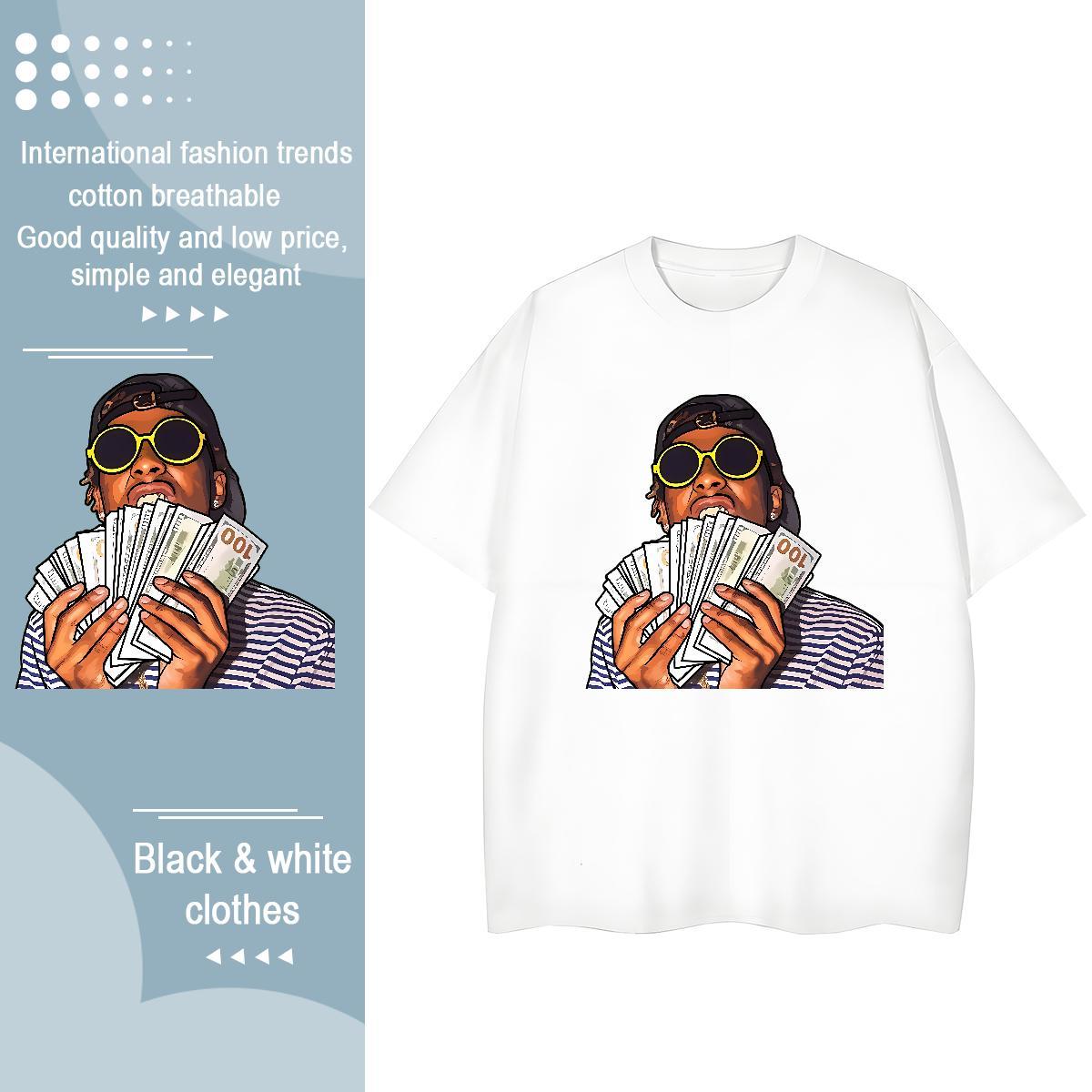 Designer Women T Shirts 100% Cotton 230g Breathable Crew Neck Daily Outfit money Women Tees Popular DIY Printed Clothings