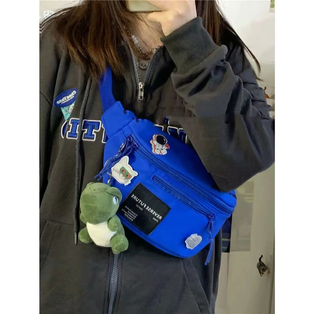 Womens Japanese Harajuku Ins Street Chest Bag Womens Korean Retro Trend Versatile Waist Bag Student Messenger Bag 241008