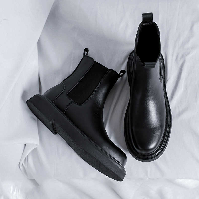 Martin Boot Chelsea Boots Mens British Style Ankle Boots Summer High Top Leather Shoes Handsome Motorcycle Martin Boots Fashion Boots 240927