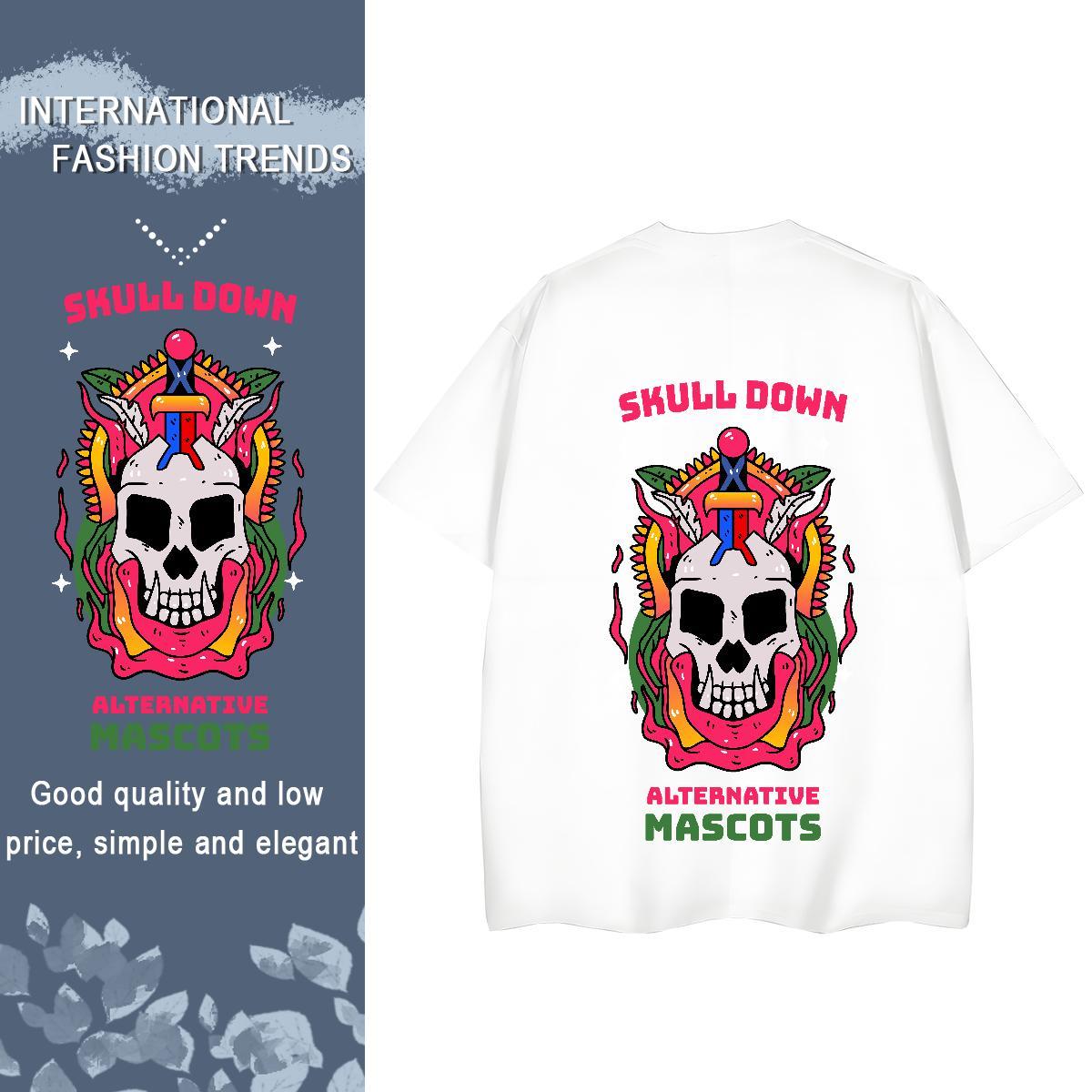 TOP Quality Women T Shirts 230g Cotton Comfortable Casual skull Couples T Shirts Free Shipping Plus Size Custom Wear