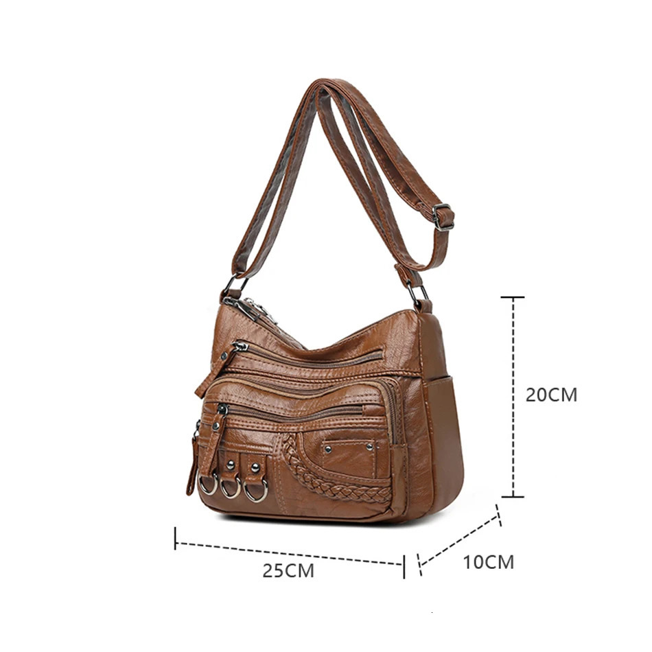Vintage Pu Leather Purses and Handbags 2023 High Quality Womens Bag n Multipocket Ladies Crossbody Shoulder Bags 241011