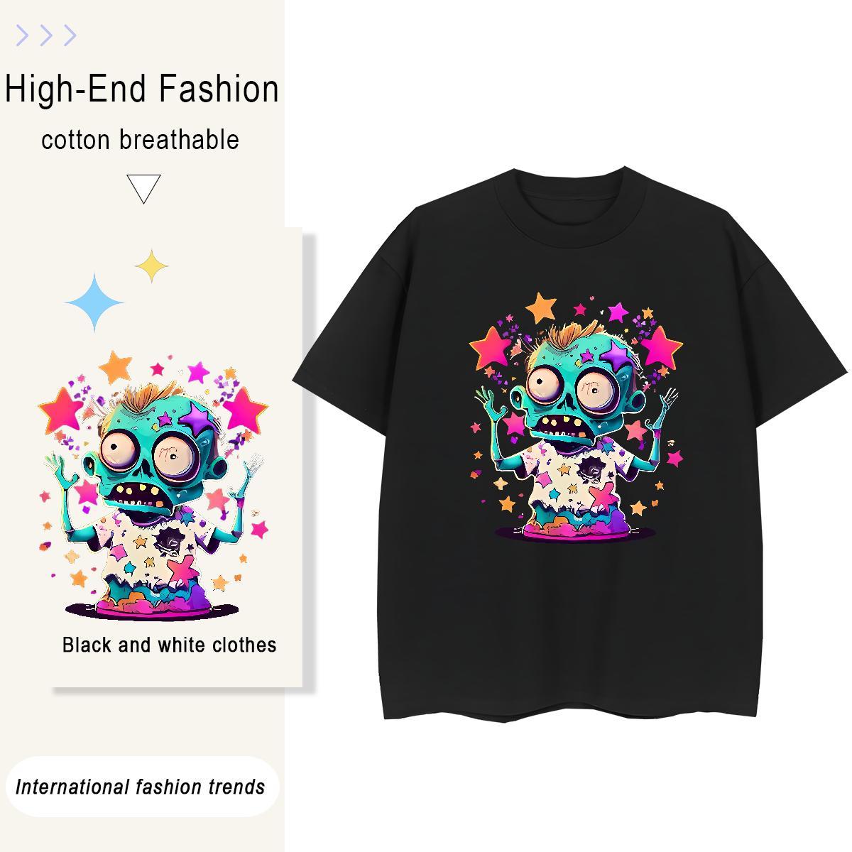 2024 Women T Shirts 230g Cotton Short sleeve Soft Beach skull Lady T shirt Loose DIY Logo Tops Tees