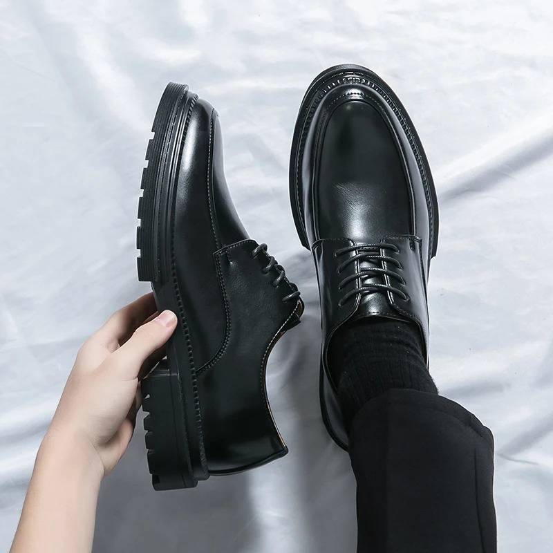 Mens Oxford white leather shoes full business wedding shoes mens thick soled casual original Moccasins 241007