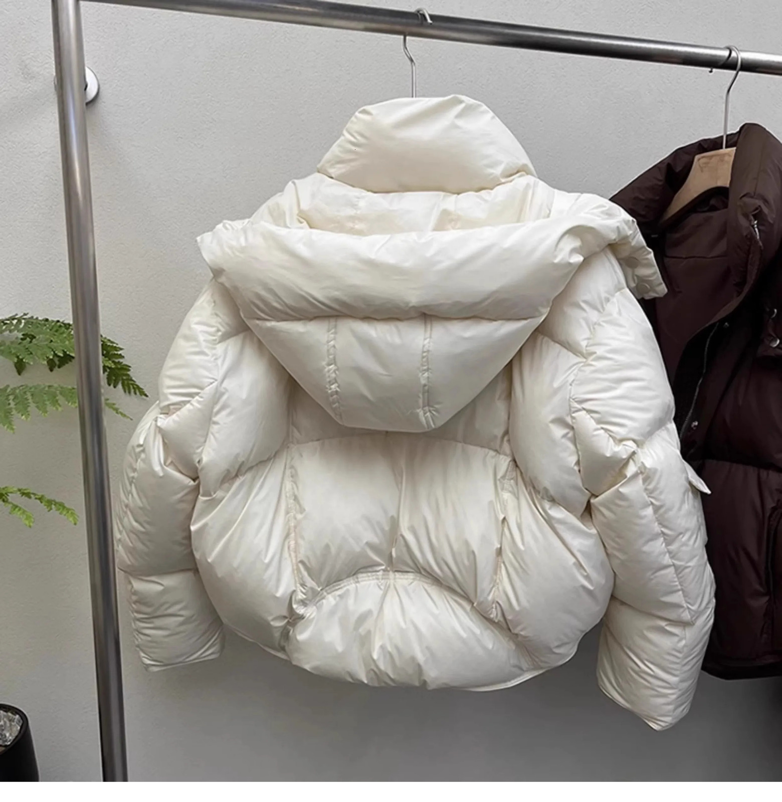 Women Puffer Jacket Winter Warm Thick Long Sleeve Oversized Hooded Short Parkas Mujer Female Solid Loose Crop Coat Outwear 240930