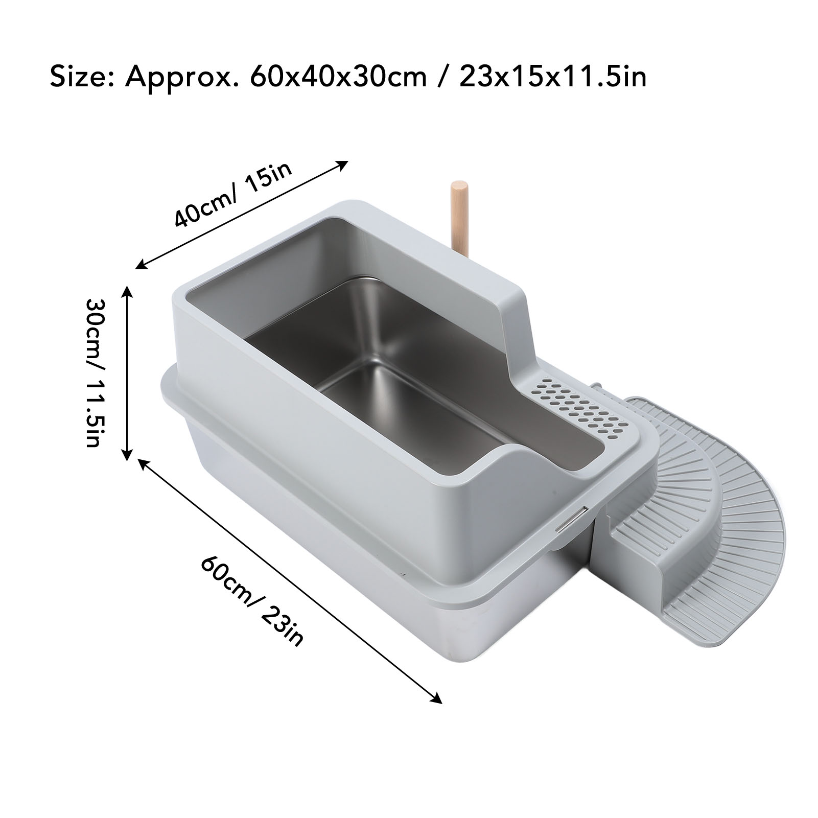 Stainless Steel Cat Litter Box Splash Proof Leakproof Odorless Easy to Clean Enclosed Cat Litter Box for Large Cats