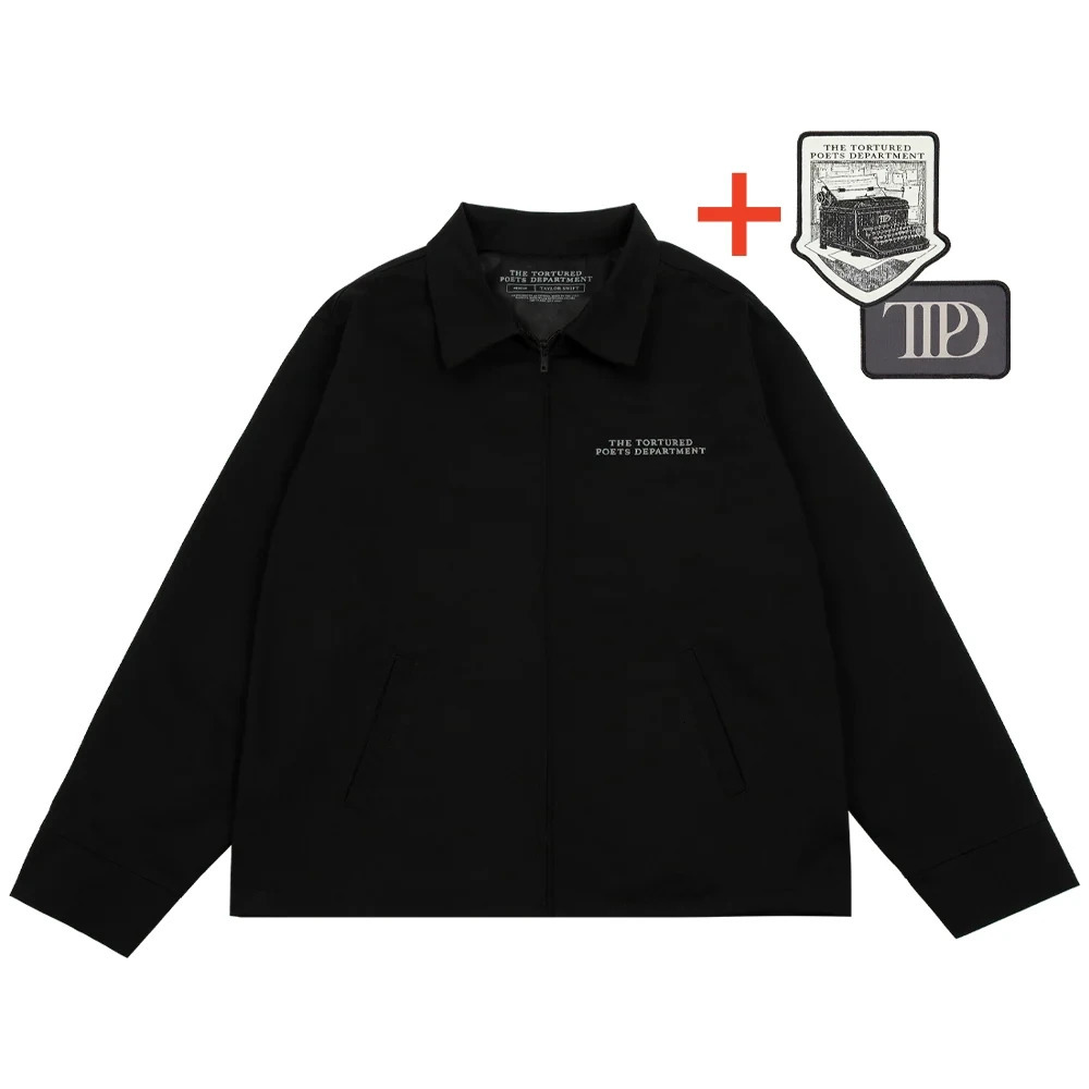 The Tortured Poets Department Embroidery Black Jacket 2 Patch Set Bundle For Men And Women Stuff Top Outerwear Coat Clothes 241011