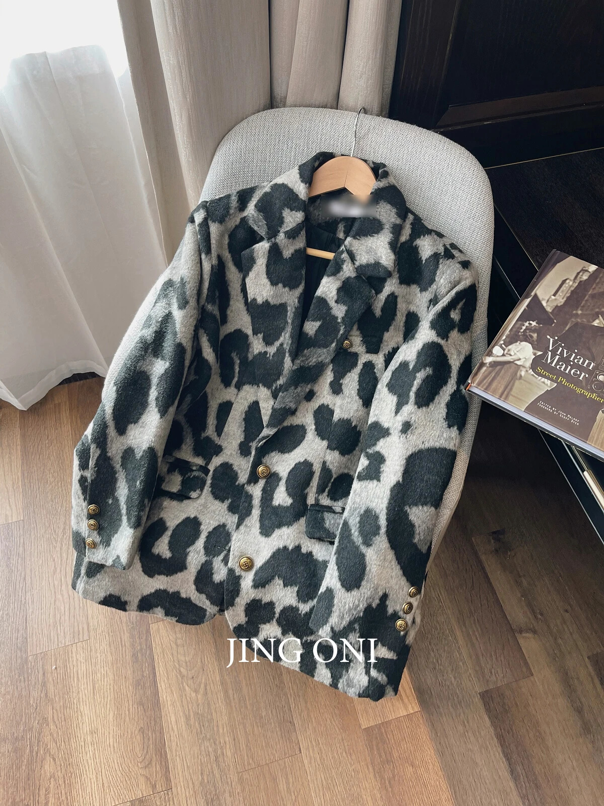 Leopard Jackets wool blend coat womens clothing Y2k Korean fashion style retro winter elegant coat Trench item 241007