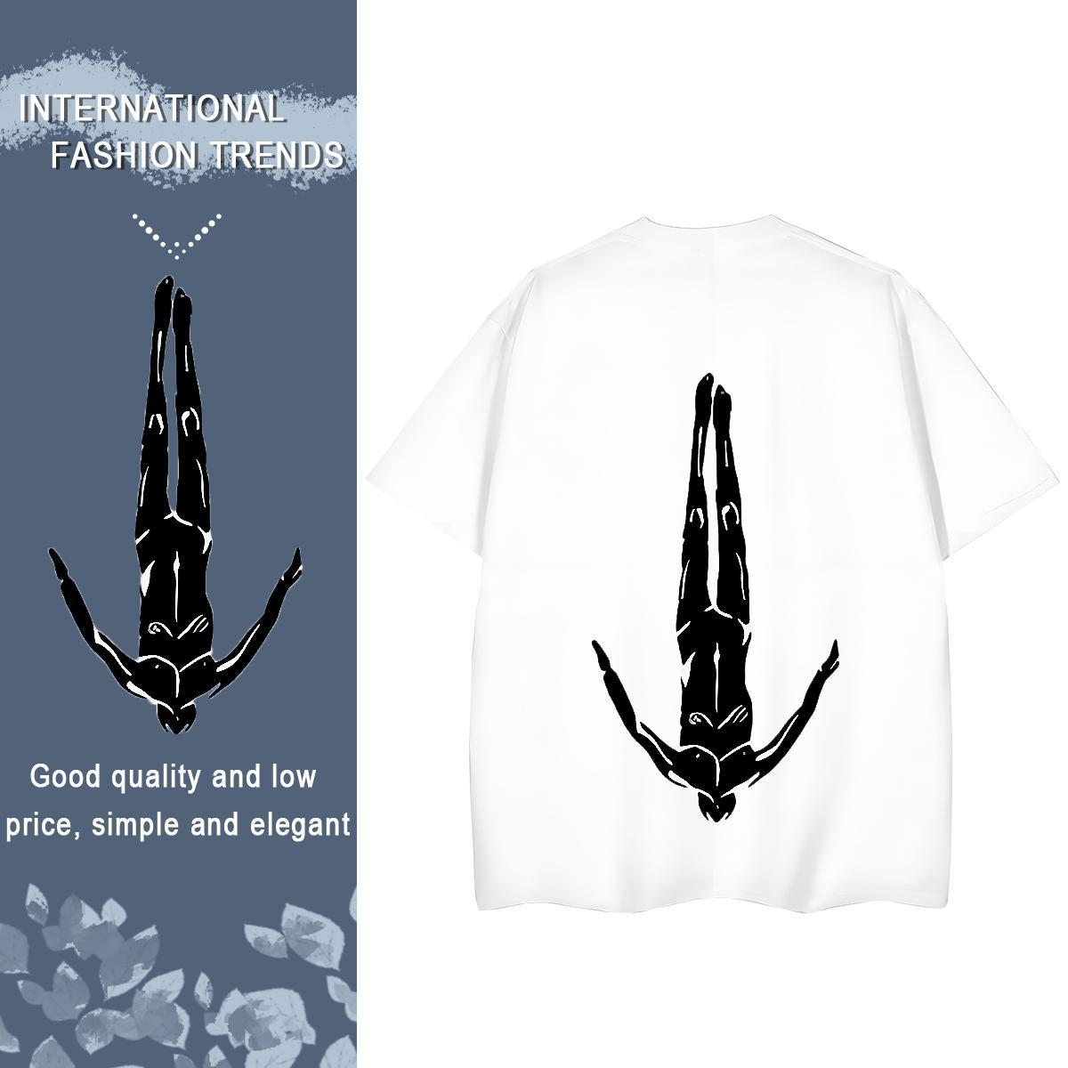 Fashion T Shirts Women 230g Pure Cotton Short Sleeve O-Neck Summer Casual person Lady T shirt Loose fit Graphic Tops Tees