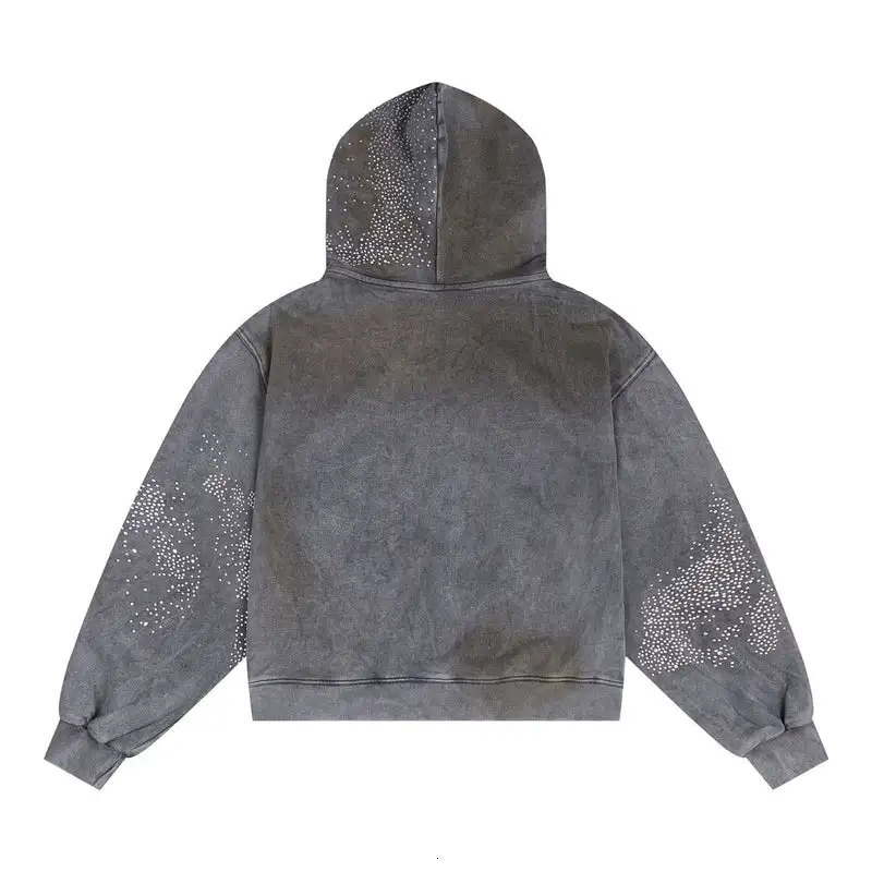 Retro Zipper Hoodie Y2K Clothing Mens Harajuku Hip Hop Diamond Glitter Retro Extreme Super Dalian Hoodie Sportswear Jacket 241011
